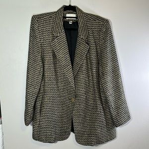 Cache vintage metallic single breasted button blazer gold black silver large‎